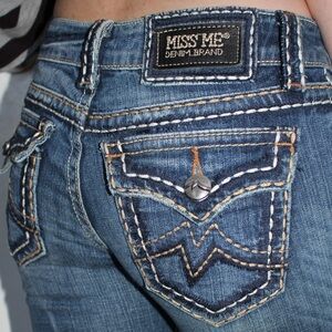 Miss Me Dark Blue Distressed Denim Jeans